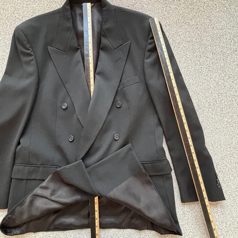 Lord & Taylor Black Double Breasted Blazer 44L Formal Goth VTG Union Jacket